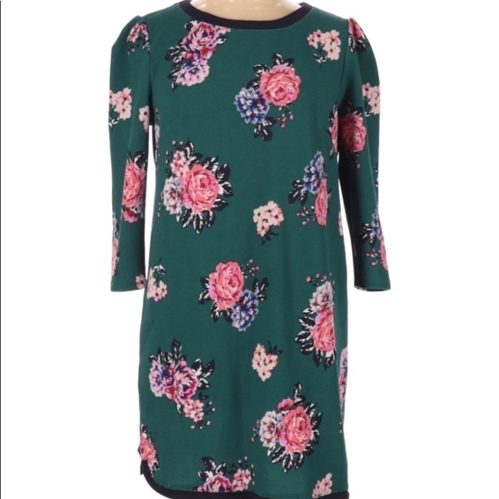 XHILARATION CREW NECK LONG SLEEVE FLORAL DRESS
